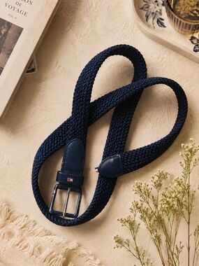 4/$15 Tommy Hilfiger Navy Braided Belt 37" Length